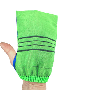 DeinKorea Peelinghandschuh beidseitig verwendbar - 2 Stück (Grün l Rot)